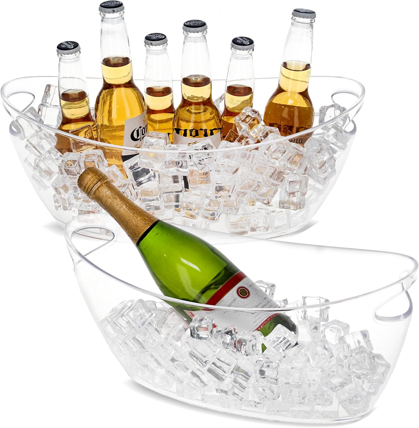 Ice Bucket for Champagne – 2 Pack Plastic Ice Buckets for Parties – 5.5L Oval Transparent Bridal Beverage Tub Cooler Catering Bar Accessories for Wine, Beer, Liquor, Spirits and Seltzers Ice Bucket for Champagne – 2 Pack Plastic Ice Buckets for Parties – 5.5L Oval Transparent Bridal Beverage Tub Cooler Catering Bar Accessories for Wine, Beer, Liquor, Spirits and Seltzers