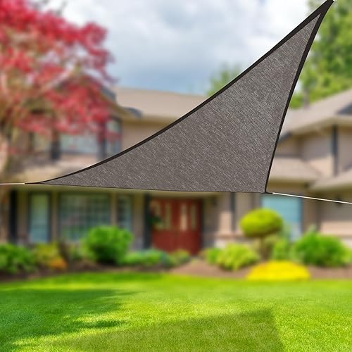 Miniatura 9 de CNCEST Toldo para el sol, cubierta para patio al aire libre, patio trasero, triángulo, para césped, jardín, toldo tipo vela de 20 x 20 x 20 pies,