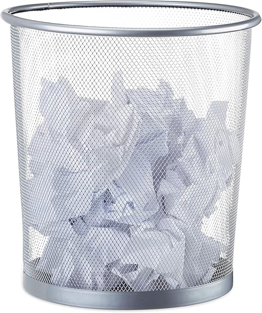 Unibos |   Circular Mesh Waste Paper Bin | Lightweight Waste Basket | Metal Trash Bin | Bathroom, Office, Bedroom, Living Room etc | Heavy-Duty Portable | Durable  37cm