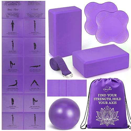 Foldable Yoga Mat and Blocks Set for Women with 2