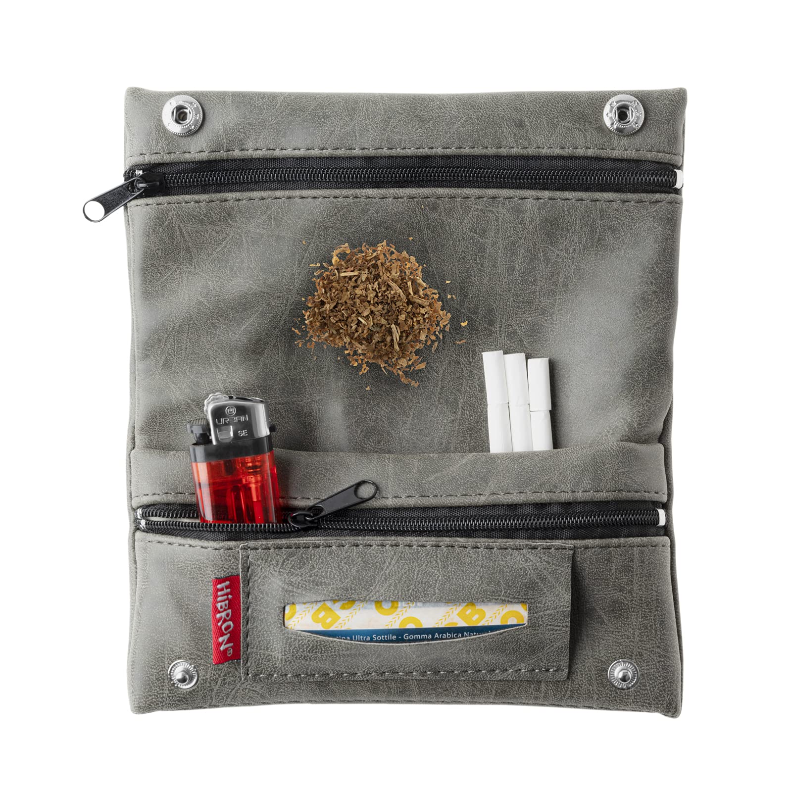HIBRON Porta tabacco Borsello in vera pelle (58105 Grigio)