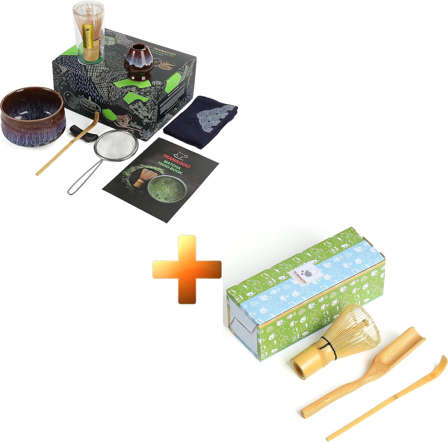 TEANAGOO Japanese Tea Set (7pcs) Matcha Whisk Set Matcha Bowl with Pouring Spout