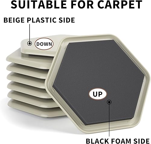 Miniatura 10 de Yelanon Deslizadores cuadrados de muebles de 8 piezas de 3 12 pulgadas para alfombras, almohadillas de muebles, pisos de madera dura, deslizadores