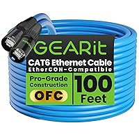 Vista 26 de GearIT Cable Ethernet CAT6, conectores RJ45 compatibles con EtherCON (200 pies) para audio profesional, blindado de aluminio, cobre libre de Negro