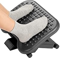 HUANUO Adjustable Under Desk Footrest with Massage - 3 Heights, 30° Rocking Tilt for Office Home Relief