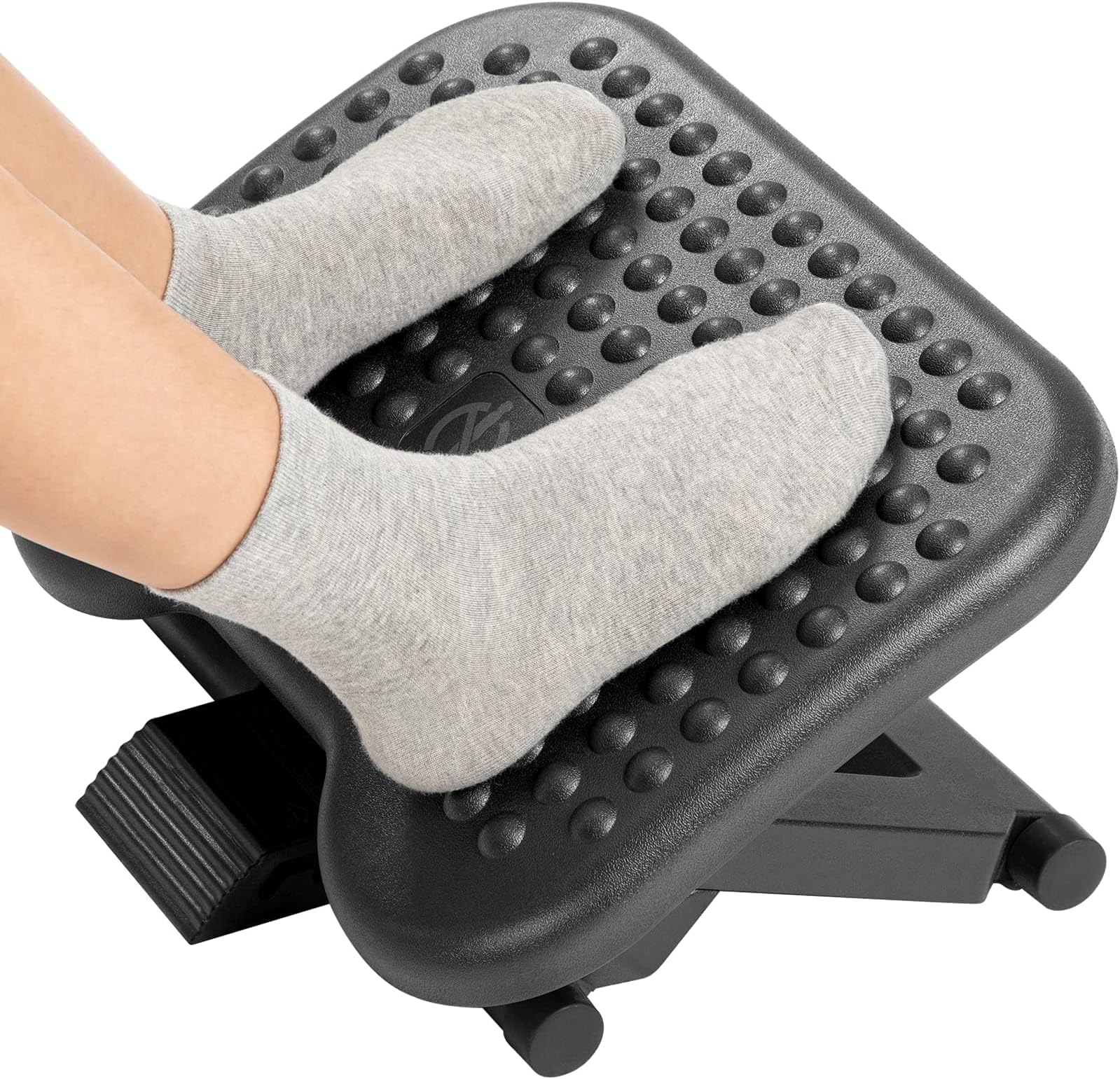 HUANUO Adjustable Under Desk Footrest - Ergonomic Foot Rest with 3 Height Position - 30 Degree Tilt Angle Adjustment for Home, Office, Non-Skid Massage Surface Texture Improves Posture and Circulation
