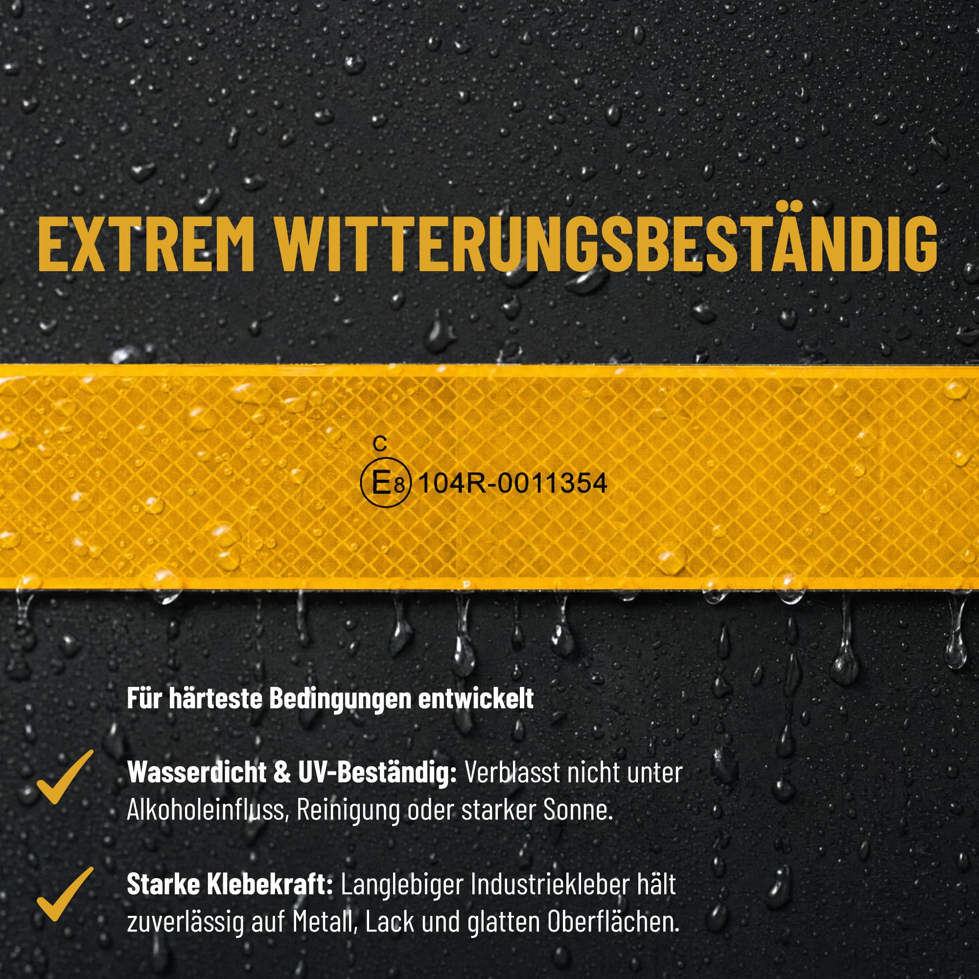 Cinta reflectante autoadhesiva – E Mark ECE R104 Clase C – Ámbar – 50 m x 5 cm – Cinta reflectante – Conspicuous Warning Tape para camiones, remolques, remolques y vehículos comerciales