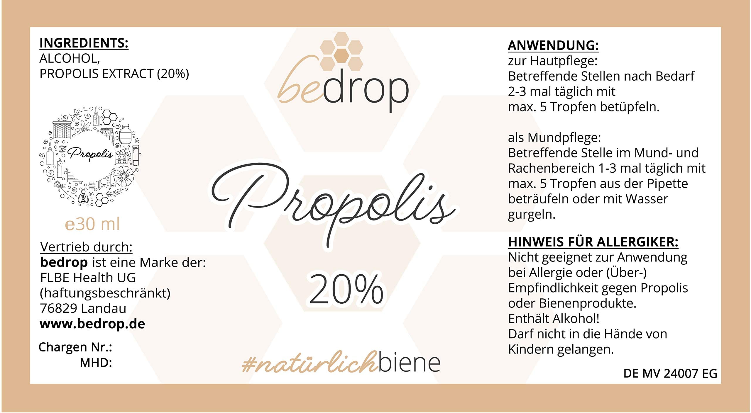 bedrop | Propolis Einsteiger Set - Spray + 20% Tinktur + Propolis Kapseln | Für Kinder & Erwachsene