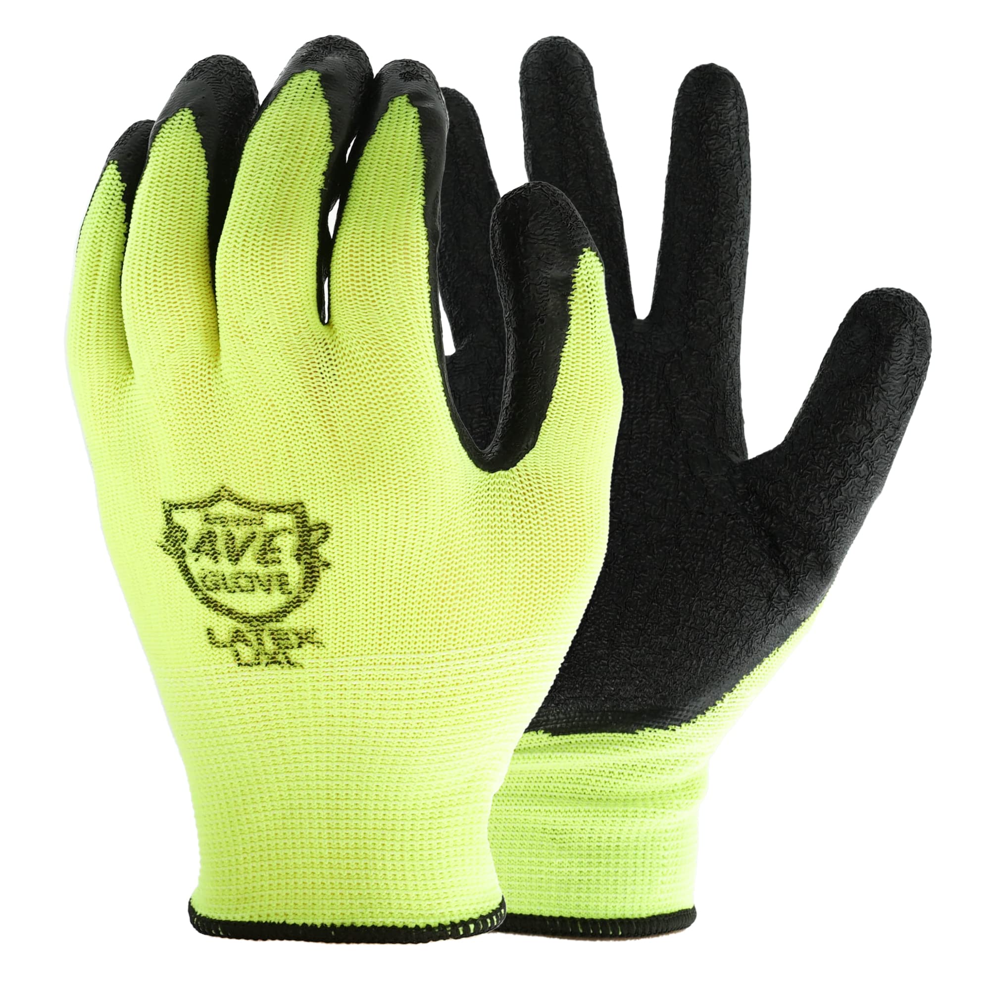 ARE YOU SAVER.SAVER 10 Pairs Pack HEAVY DUTY High Visibility Latex Green Work and Gardening Gloves for Men and Women