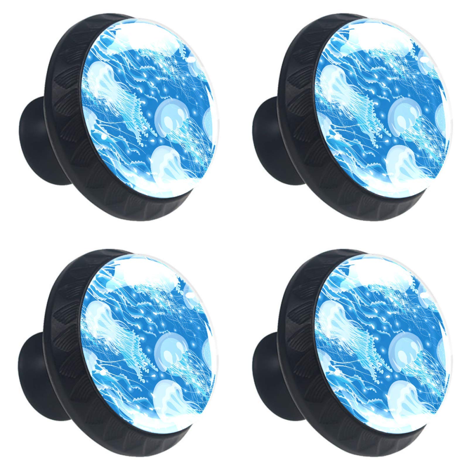 Bouton de meuble en verre de qualité supérieure bleu océan 30 mm pour dressing chic