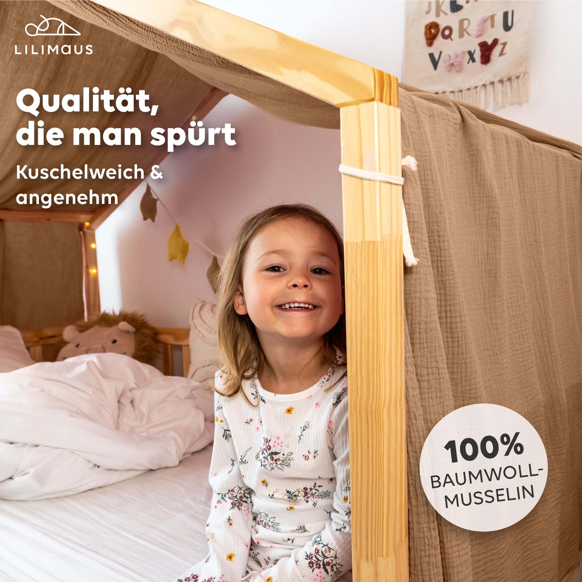 lilimaus Baldachim z baldachimu w 12 kolorach, ze 100% bawełny, muślinu – materiałowe baldachim na łóżko domowe dla dziewcząt i chłopców – baldachim do łóżka domowego dla dzieci – zasłona, łóżko