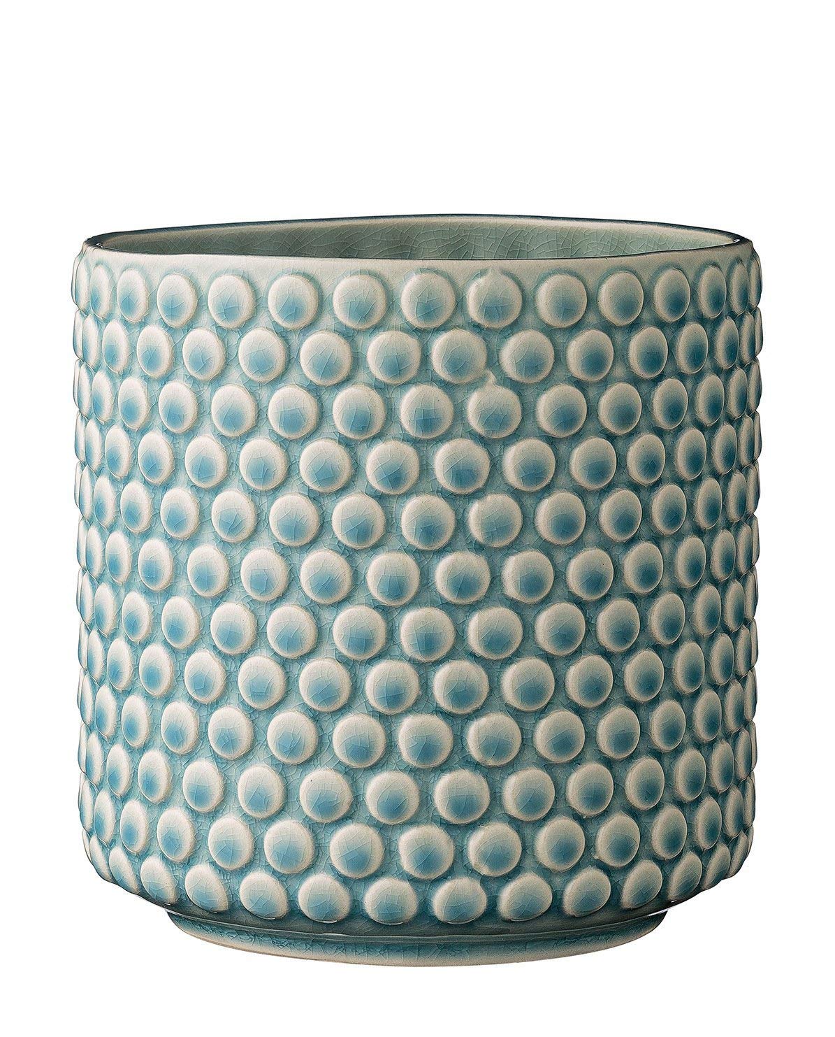 BLOOMINGVILLE Maceta Dot - Macetero Decorativo Redondo para Flores e Plantas para Interiores M (15,5 cm ø), Cielo-Azul, Cerámica