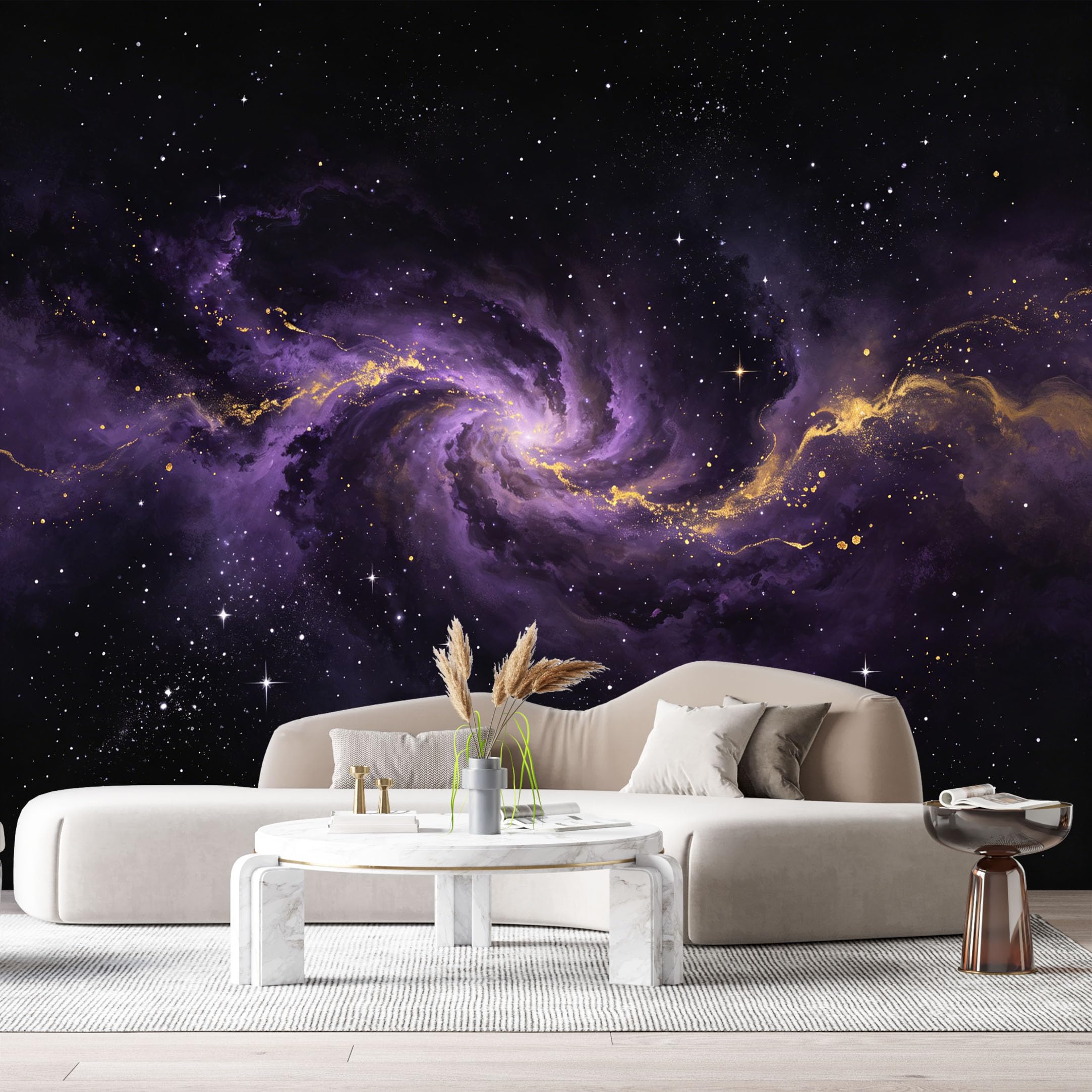 Custom Size Wall Murals Abstract Galaxy Nebula Gold Dust Cosmic Space SelfAdhesiveWall Fabric Removable Wallpaper Wall Decor for Living Room Bedroom Bathroom