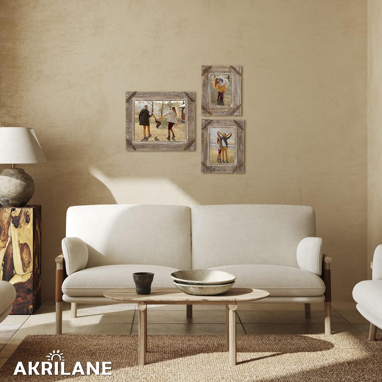 AKRILANE 5x7 Picture Frame Wood Rustic Decorative Distressed & Vintage Looking Photo Frames for Wall Mount & Table Top Display Home Decor – 5 x 7 Wedding Picture Frames – Style D