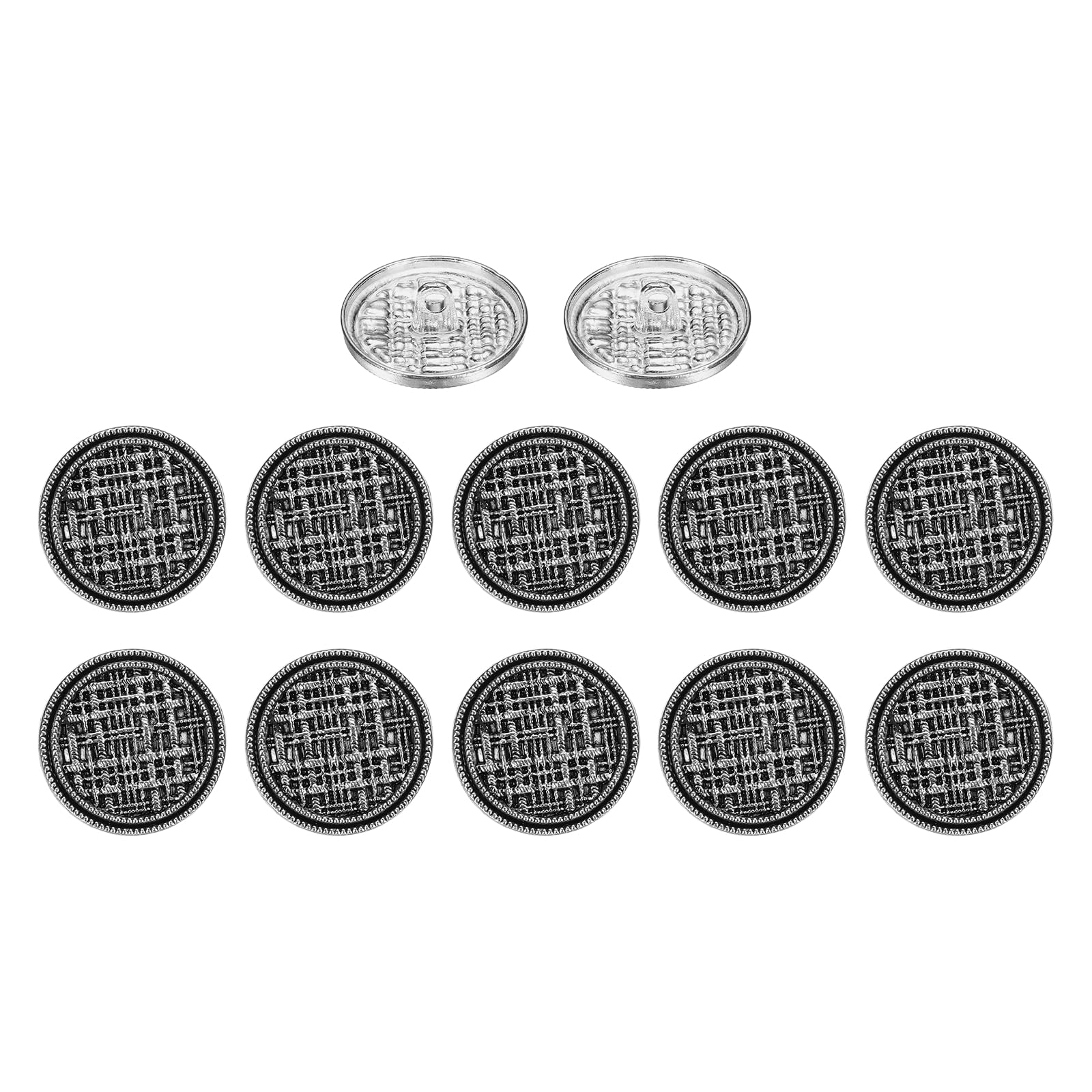 sourcing map 12Pcs Vintage Metal Buttons, 22mm / 0.87", Silver Black