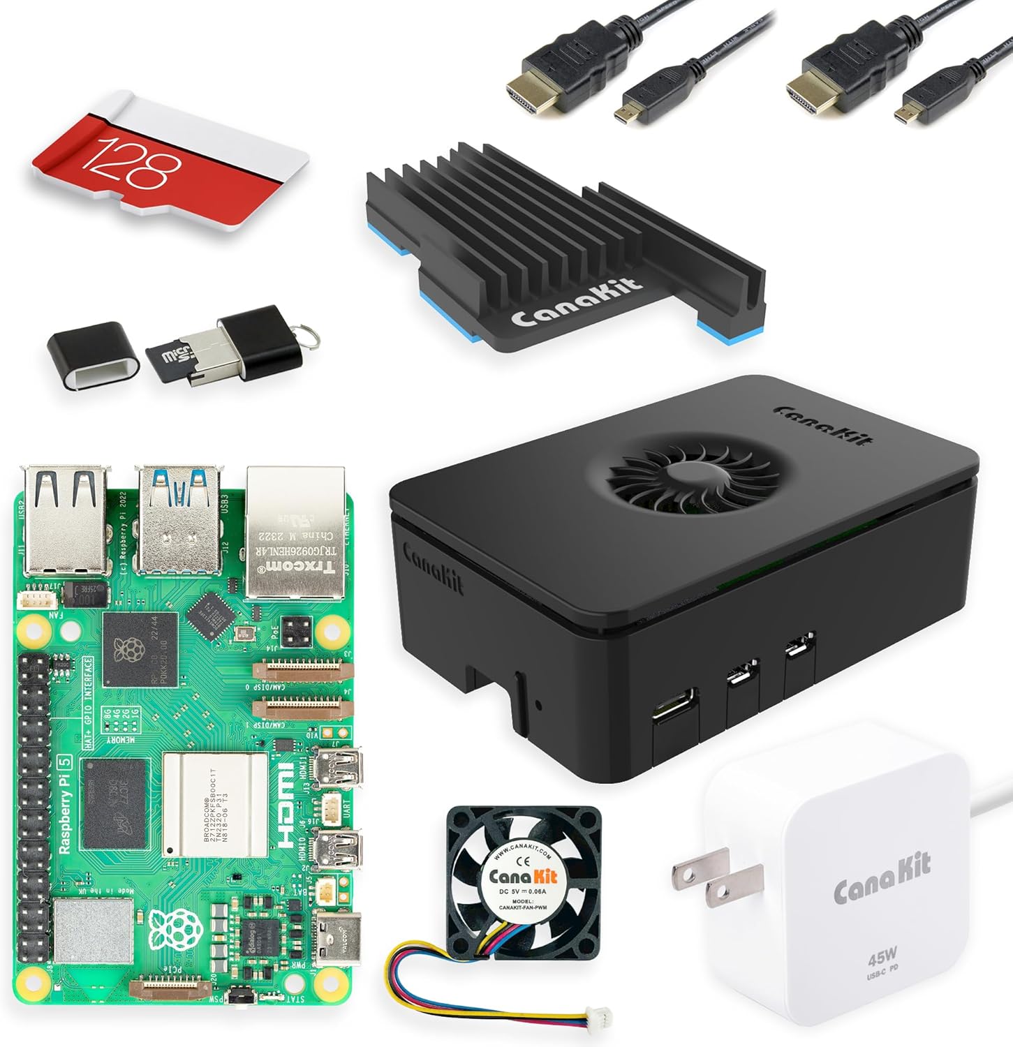 CanaKit Raspberry Pi 5 Starter Kit PRO - Turbine Black (128GB Edition) (4GB RAM)