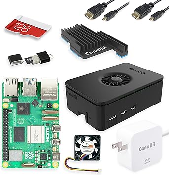 CanaKit Raspberry Pi 5 16GB Starter Kit PRO - Turbine Black 128GB Edition 16GB RAM