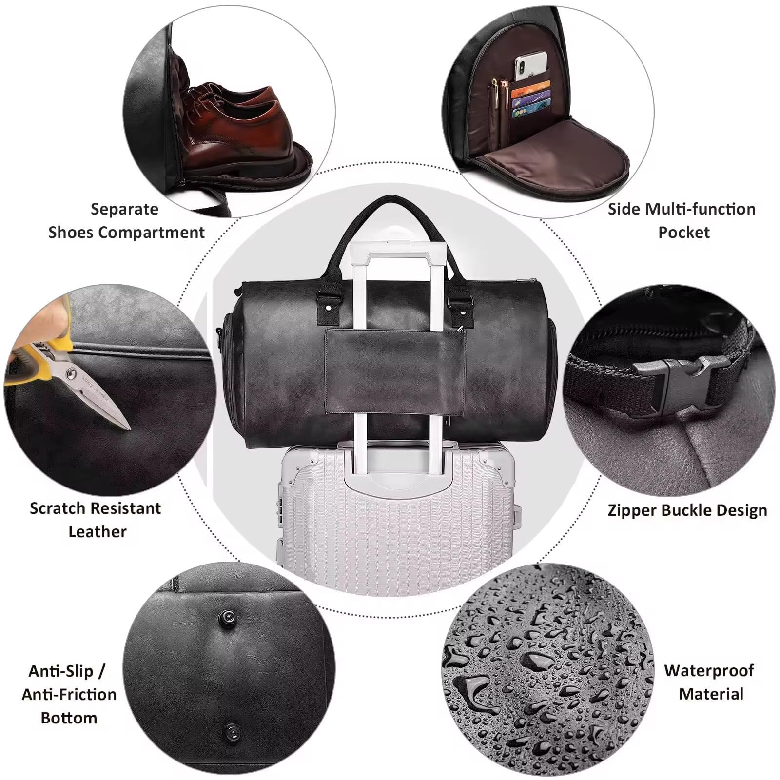 Sac de Voyage Pliable,Housse Costume Homme,Sac De Vêtements Pliable, avec Pochette À Chaussures,Sac De Costume Suspendu De ge