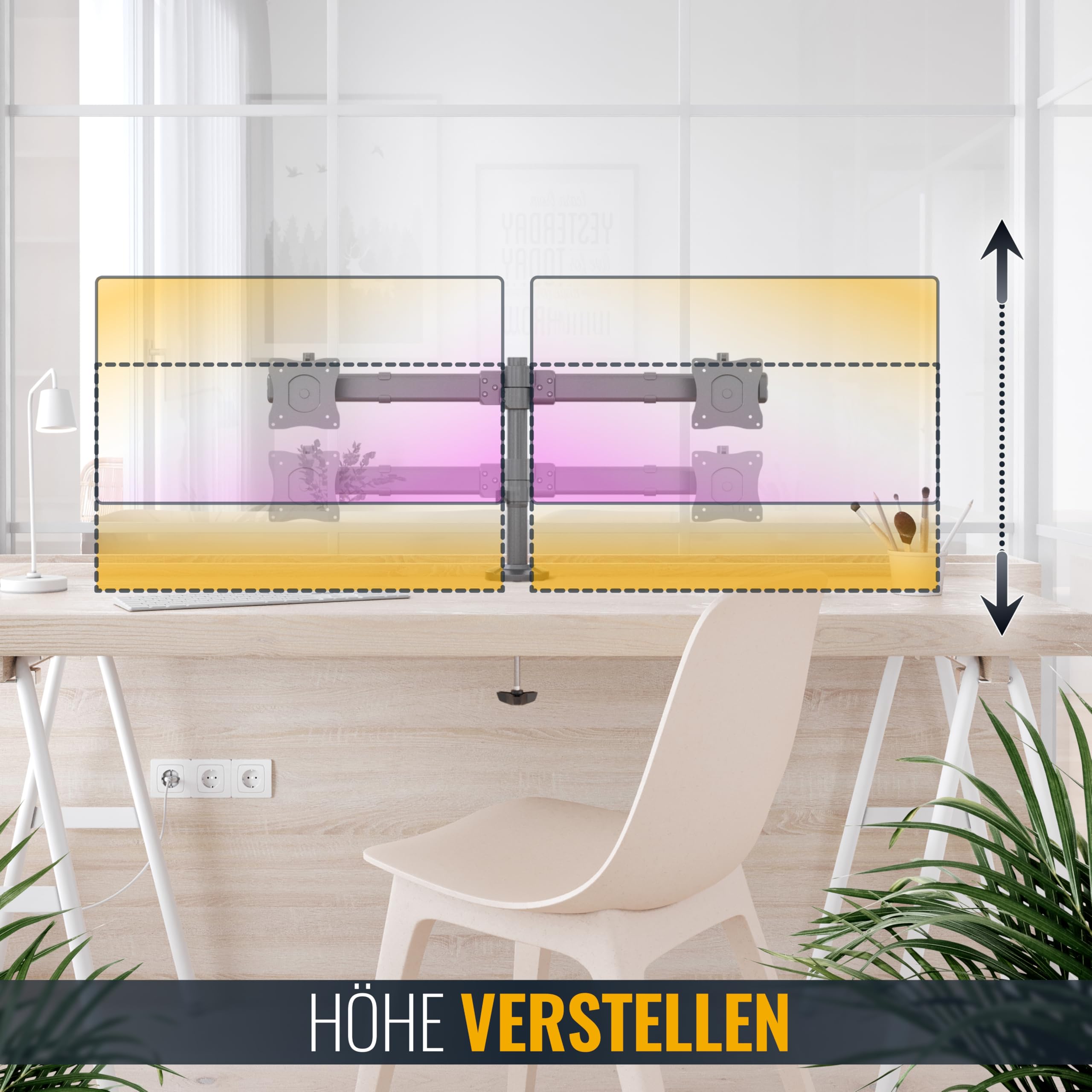 Ricoo Monitor Halterung 2 Monitore Bildschirmhalterung Dual Monitor-Arm Monitorhalterung Ständer Arme für 13-27 Zoll Computermonitore PC Gaming Bildschirm TS6211 Stand Tischhalterung Monitor-Halter – Bild 5