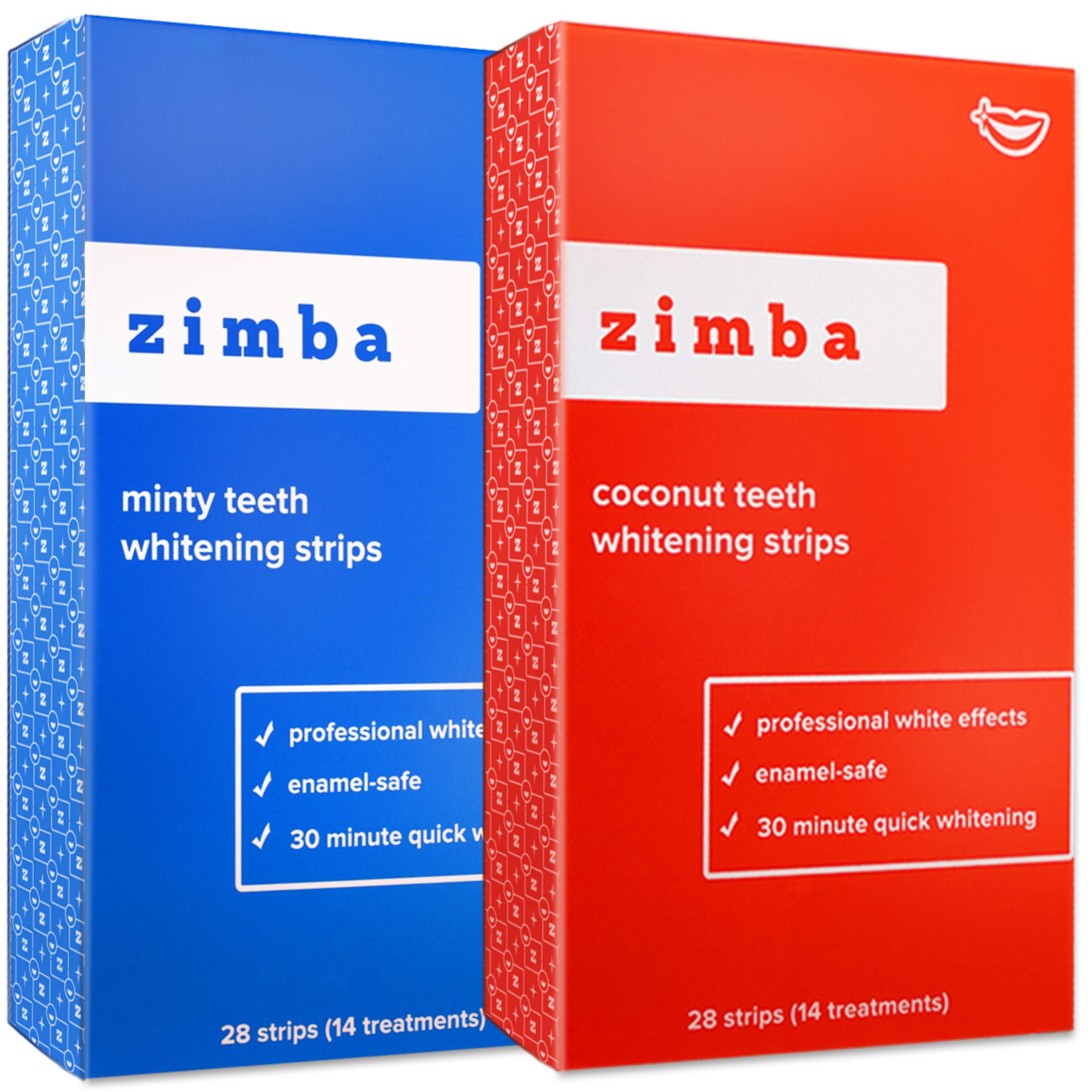 Zimba Teeth Whitening Strips for Teeth Sensitive Vegan White Strips for Teeth Whitening Hydrogen Peroxide Teeth Whitener Stain Remover 56 White Strips (28 Day Treatment), Mint & Coconut