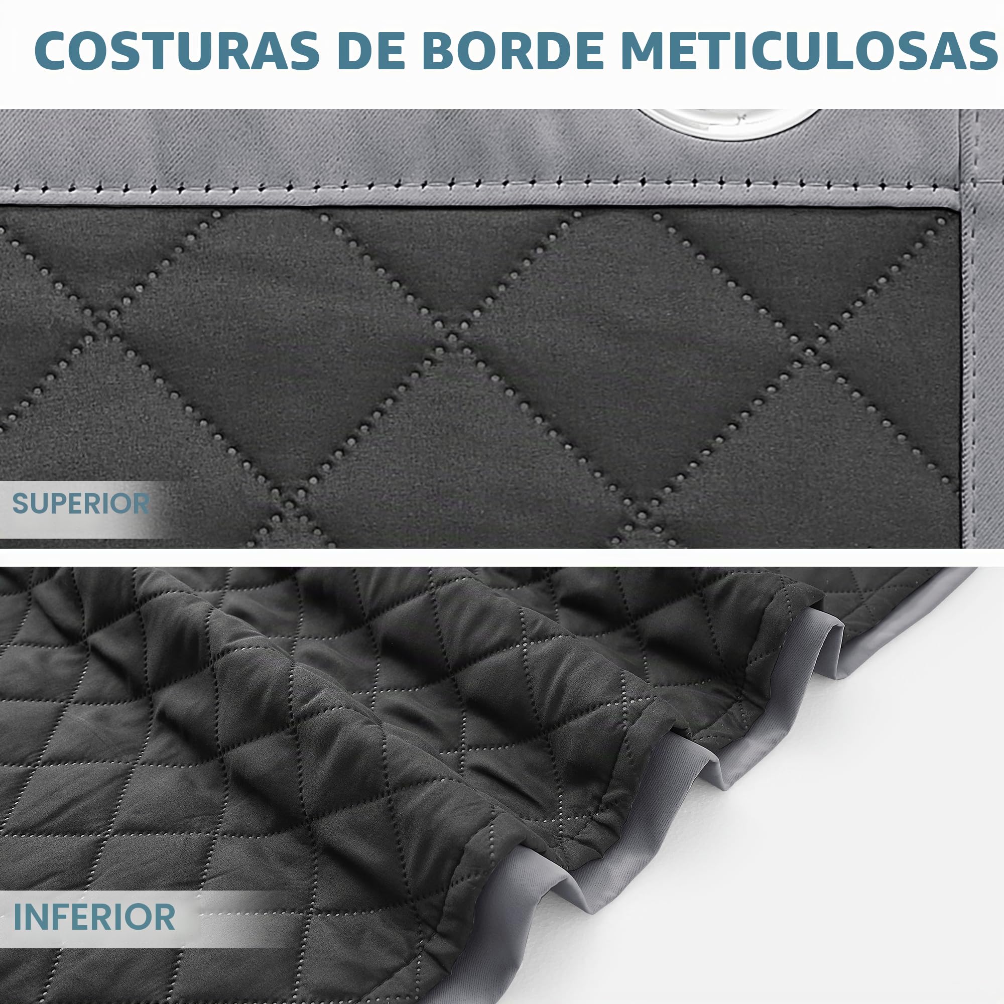 PONY DANCE Curtains Grises 100% Opacas de Dos Capas para Salon/Dormtiorio 2 Piezas 140x210cm, Cortinas Termicas Aislantes Calor con Forro Negro