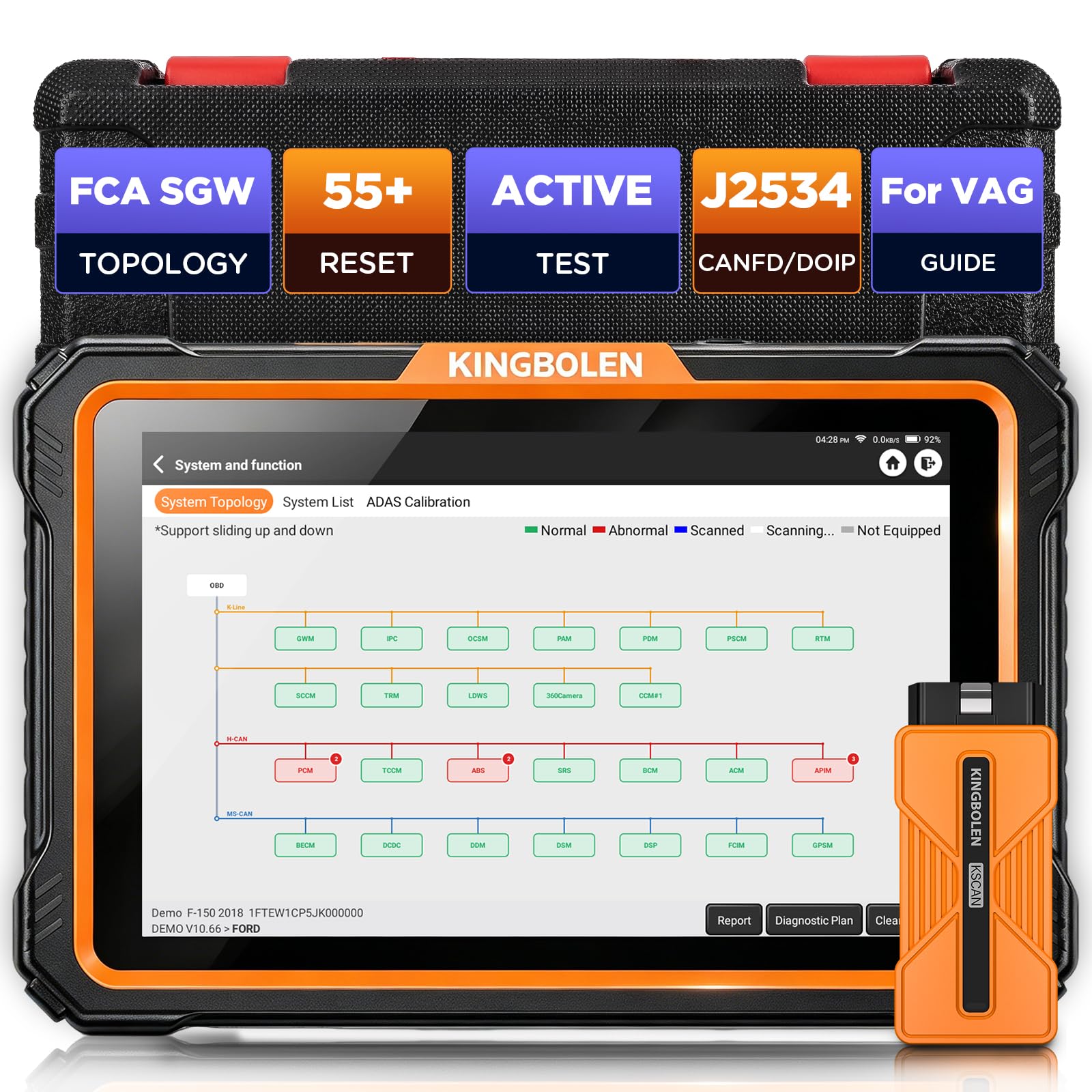 KINGBOLEN K10 Ultra Obd2 Diagnosegerät mit J2534, FCA Can FD und DOIP