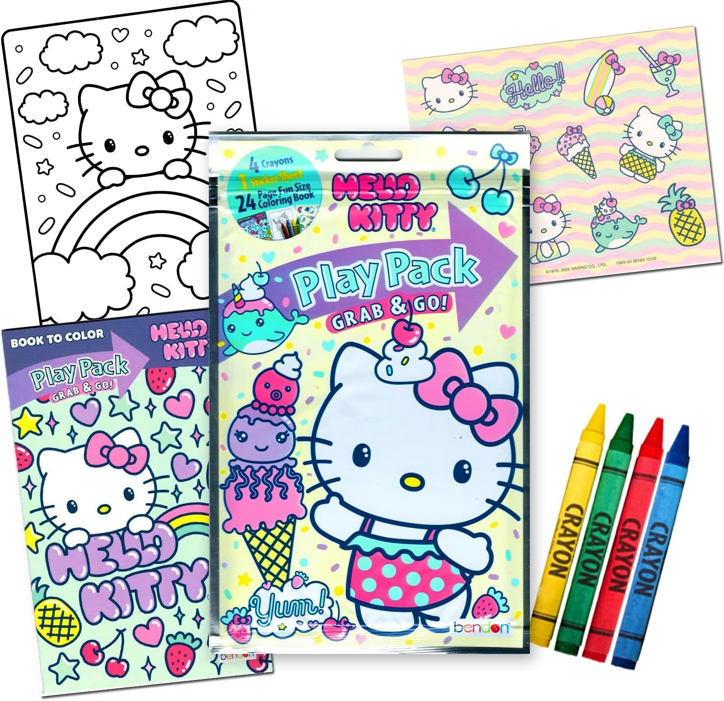 SANRIO Hello Kitty Coloring Book Set - Bundle with Activity Book and Play Pack Featuring Hello Kitty Plus Stickers, Crayons, More Coloring Set for Kids, Girls