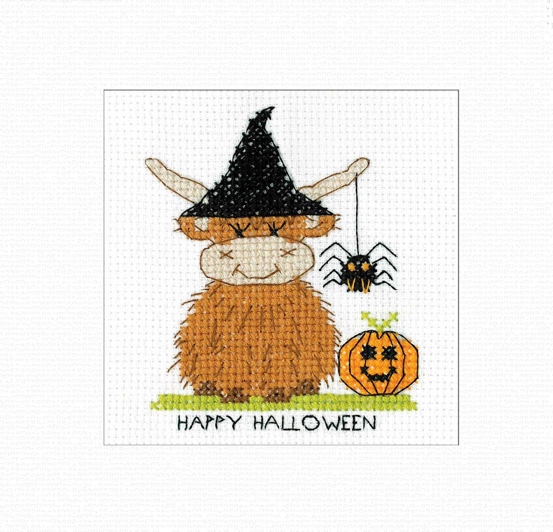 Heritage Crafts N/A Cross Stitch Card Kit - Hallowee Highlad Cow