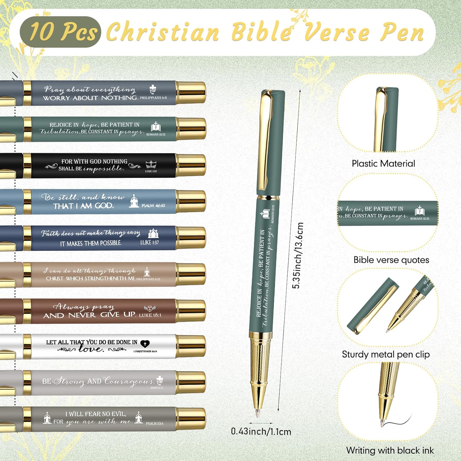10 Sets Christian Gifts Inspirational Notebook A6 Leather Aesthetic Journals with Bible Verse Prayer Pen Religious Church Thank You Gift for Women Men Coworker Teachers