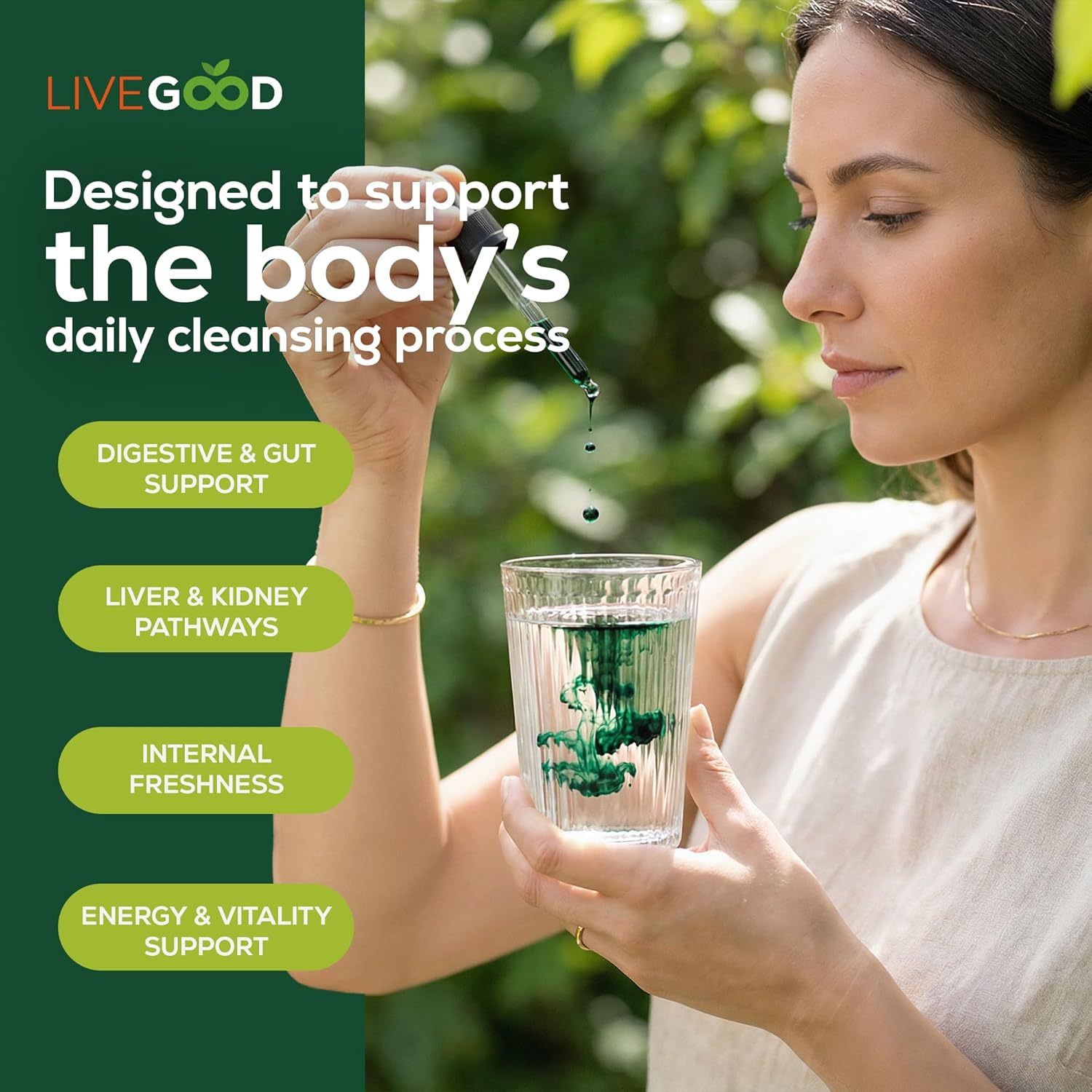 LiveGood Chlorophyll and Zeolite Detox | Daily Detox Support Supplement | Chlorophyll & Zeolite Formula for Natural Cleanse, Energy & Digestive Support
