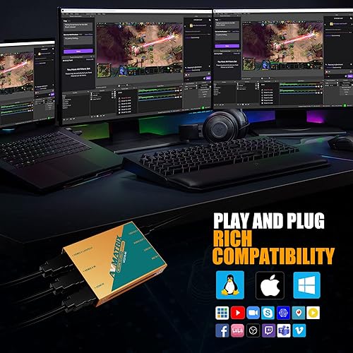 Miniatura 4 de AVMATRIX Tarjeta de captura de juegos 4K60 Pass-Through 1080p60 captura sin comprimir para transmisión de juegos en OBS, Vmix. Latencia ultra cero