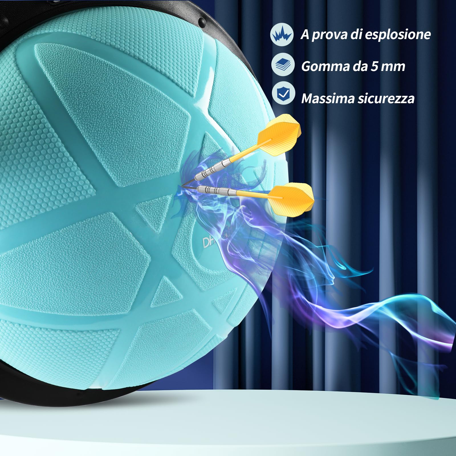 DH FitLife Balance Ball, Yoga Balance Ball Φ60 x 22 cm fino a 200 kg, mezza palla da ginnastica fitness Balance Board Balance Board con pompa e 2 fasce per il fitness