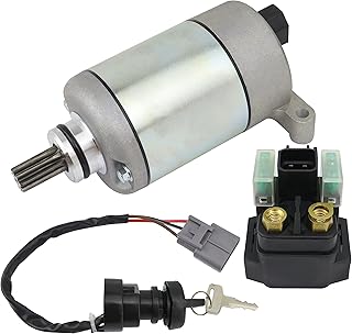 Starter w/Relay & Ignition Switch for Yamaha Grizzly 550 09-14, Grizzly 700 09-23, Kodiak 700 16-23, 28P-81890-00-00 28P-81890-01-00 19500, Grizzly 550 700 Starter for Kodiak 700 Starter