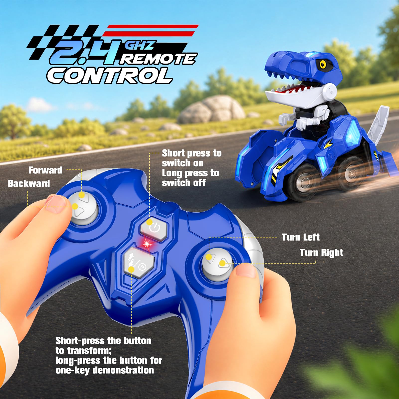 Dinosaur Transforming RC Car - LED Lights! -7 Dinosaur Transforming RC Car - LED Lights! -7