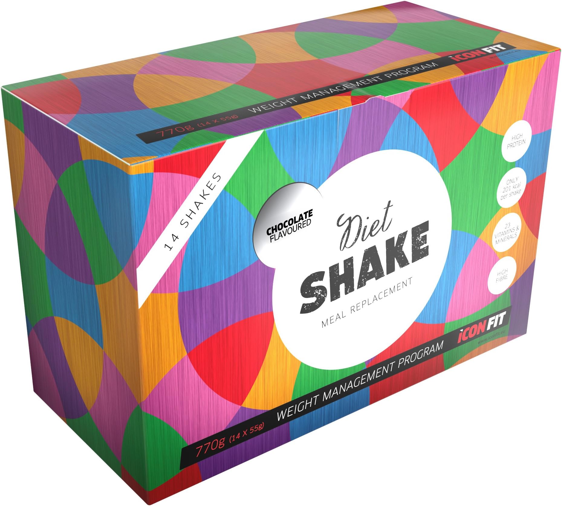 ICONFIT Diet Shake, 14 Shakes Weekly Set, Meal Replacement Shake, Only 200Kcal per Shake, 23 Vitamins and Minerals, Comes in 3 Flavors of Chocolate, Stawberry and Vanilla, 14 Sachets (Chocolate)