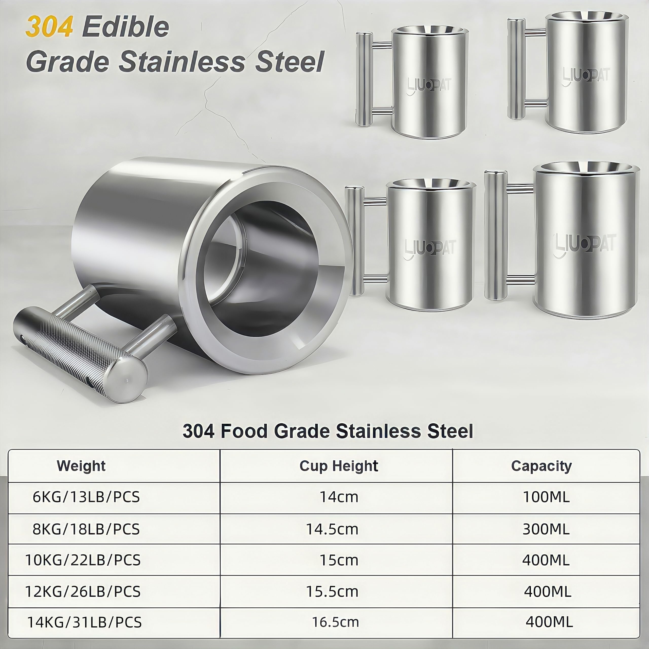 Heavy Duty Stainless Steel DumbbelCup-6KG/8KG/10KG/12KG/14KG WeightedMug for Fitness, Prank & Gag Gifts -Workout, Strength Training & FunnyNovelty Gift (13.0, Pounds)