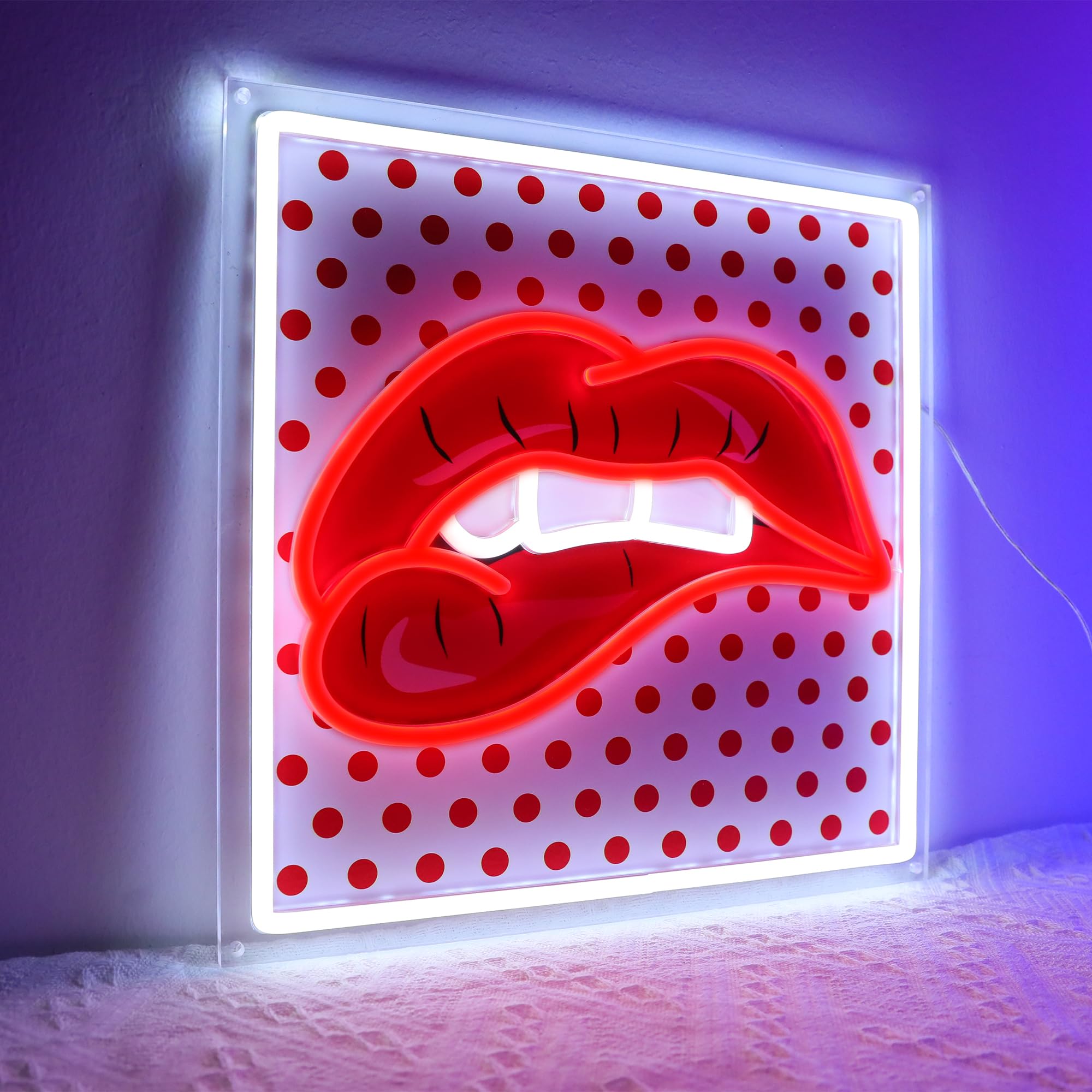 Segno al Neon Labbra Rosse, Luce LED con Stampa UV Regolabile, Luci al Neon Cool e Sexy per Camera da Letto, Decorazione da Parete LED per Bar, Festa, Regali alla Moda per Ragazze