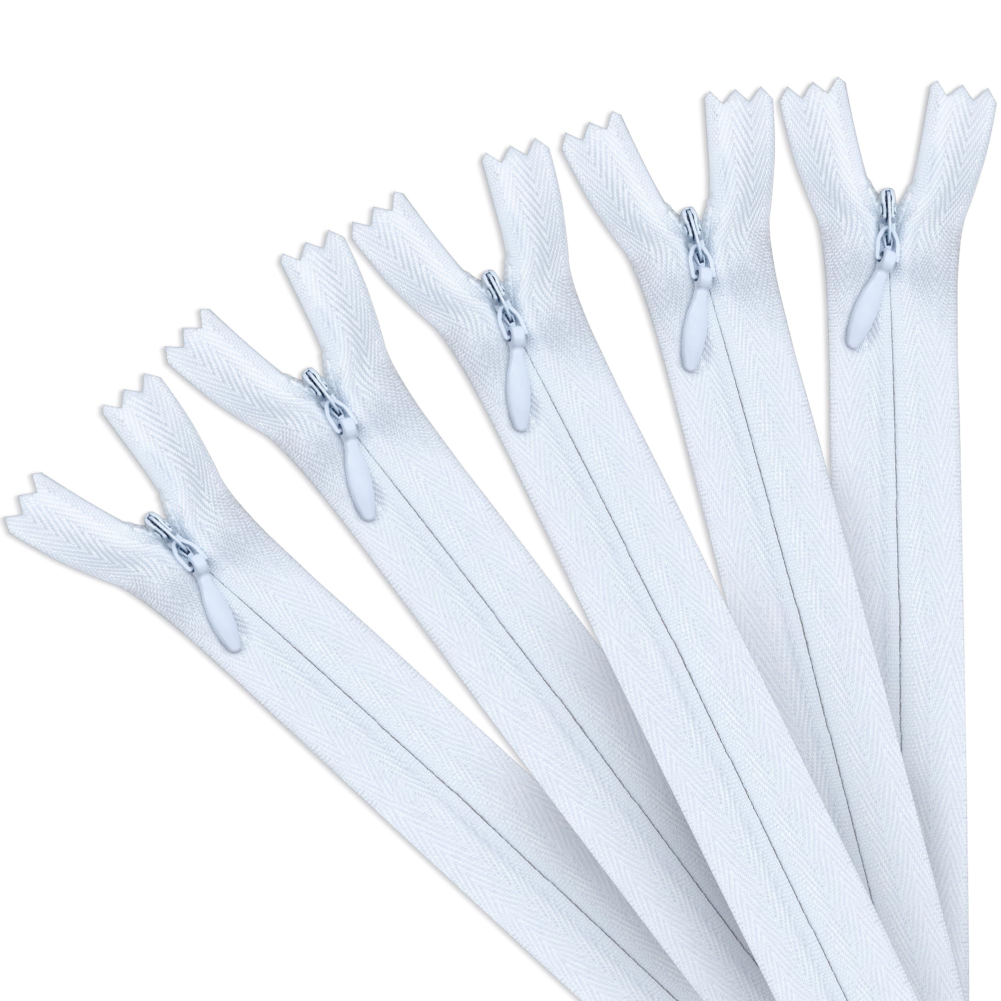 5pcs Invisible Zips, White Zips, 16 Inch / 40cm Nylon Closed-Ended Concealed Zipper