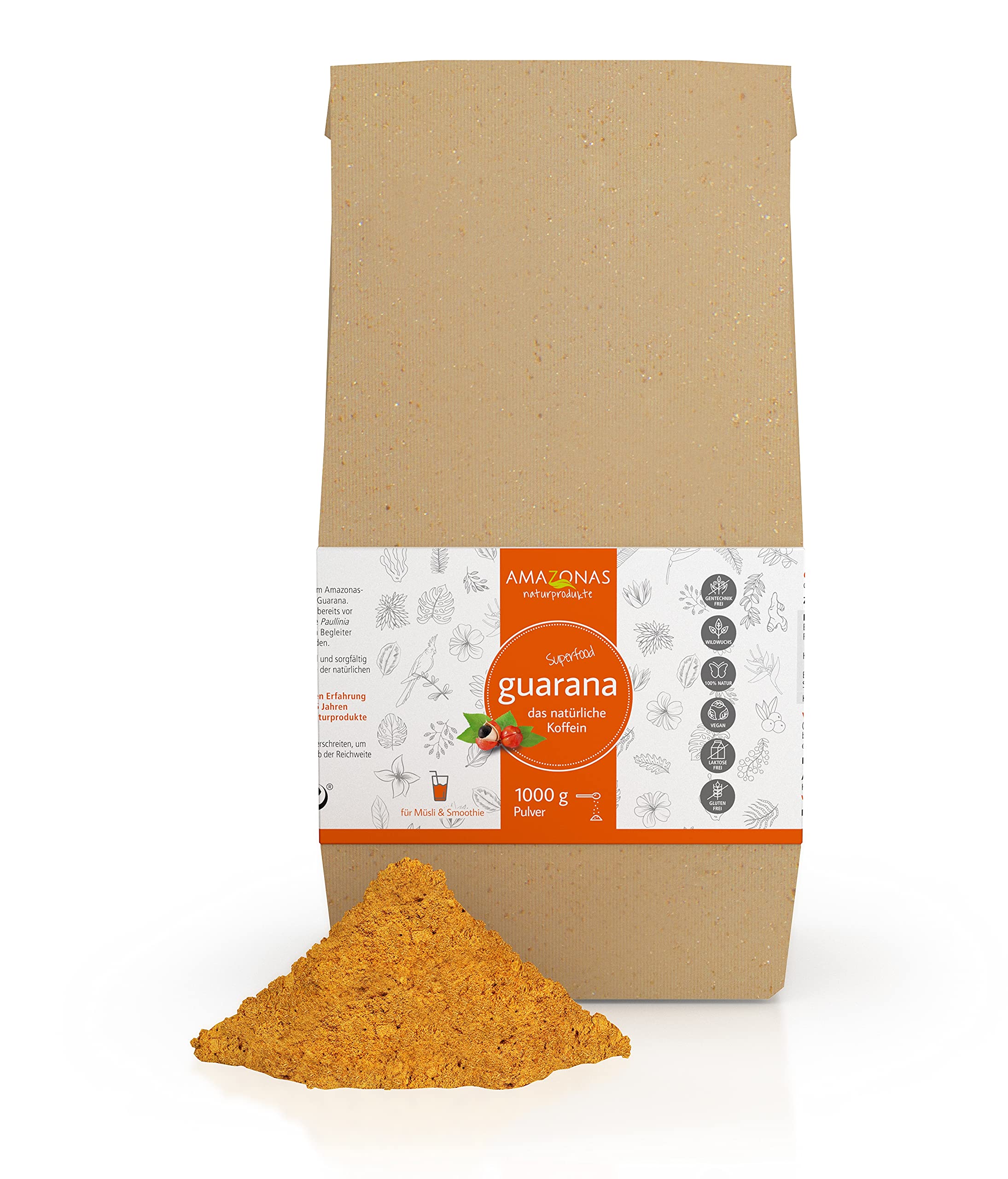 • Guarana Pulver aus Wildwuchs • 1000g schonend getrocknet • Rohkostqualität • 100% naturbelassen • Hochwertiges Superfood aus dem Amazonasgebiet • Direkt vom Importeur