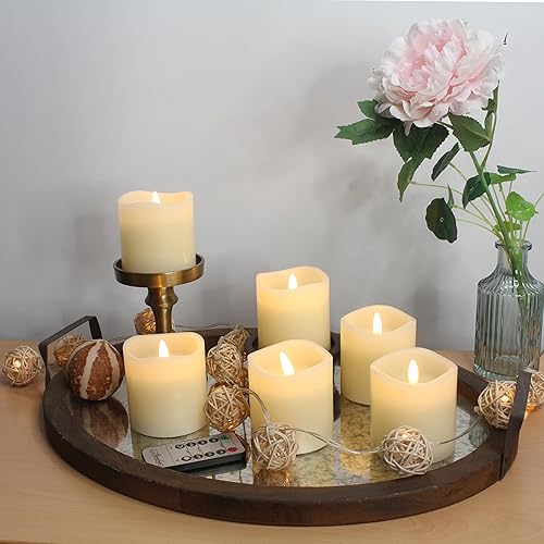 Miniatura 5 de Stonebriar 6 velas LED de cera real marfil 3x3 sin llama con control remoto y temporizador