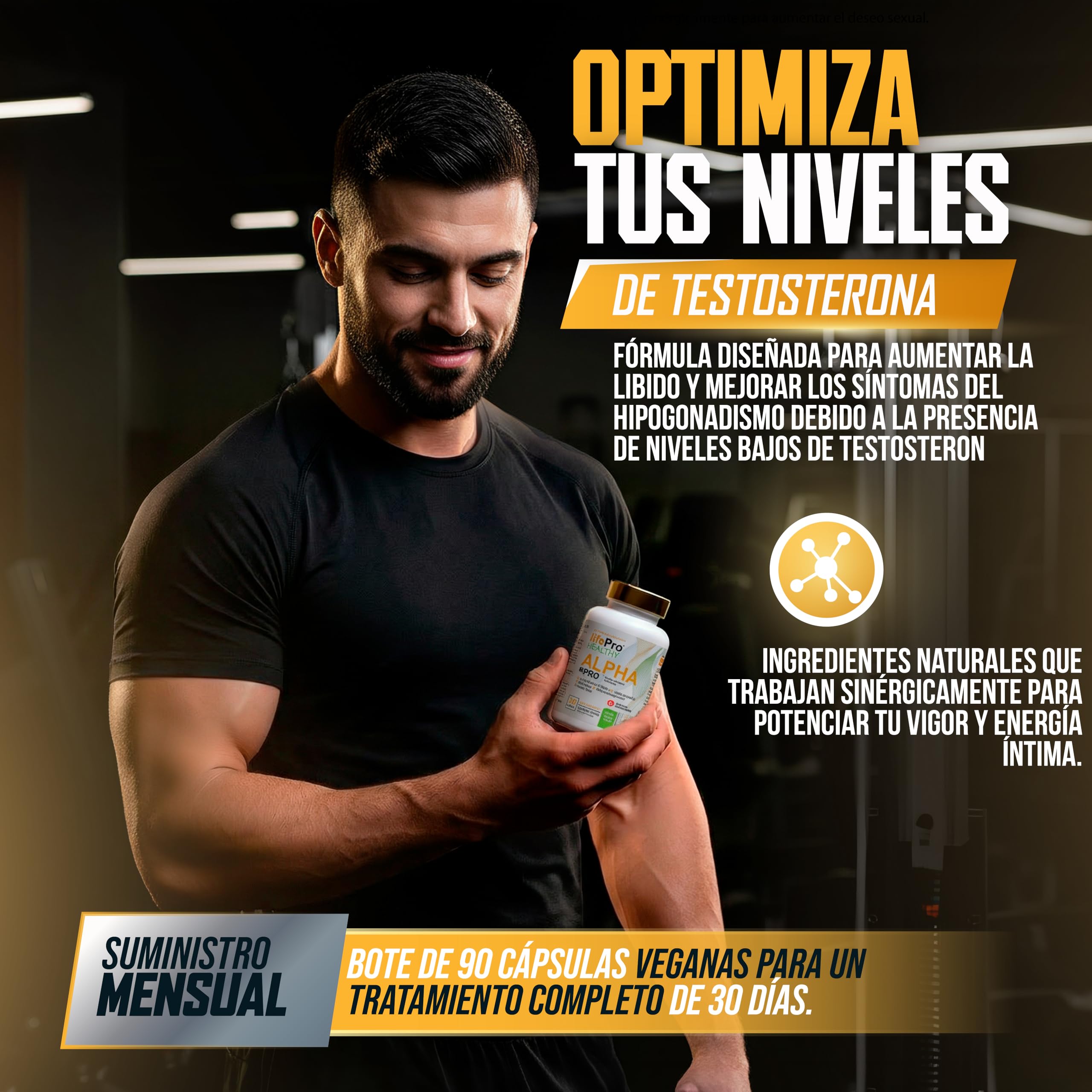 Potenciador testosterona y libido hombre, Tribulus Terrestris 90% Saponinas – Alpha Pro – Fórmula 5 en 1 con KSM-66® Ashwagandha, Fenogreco, L-Citrulina y Resveratrol – Fuerza, Energía y vitalidad.