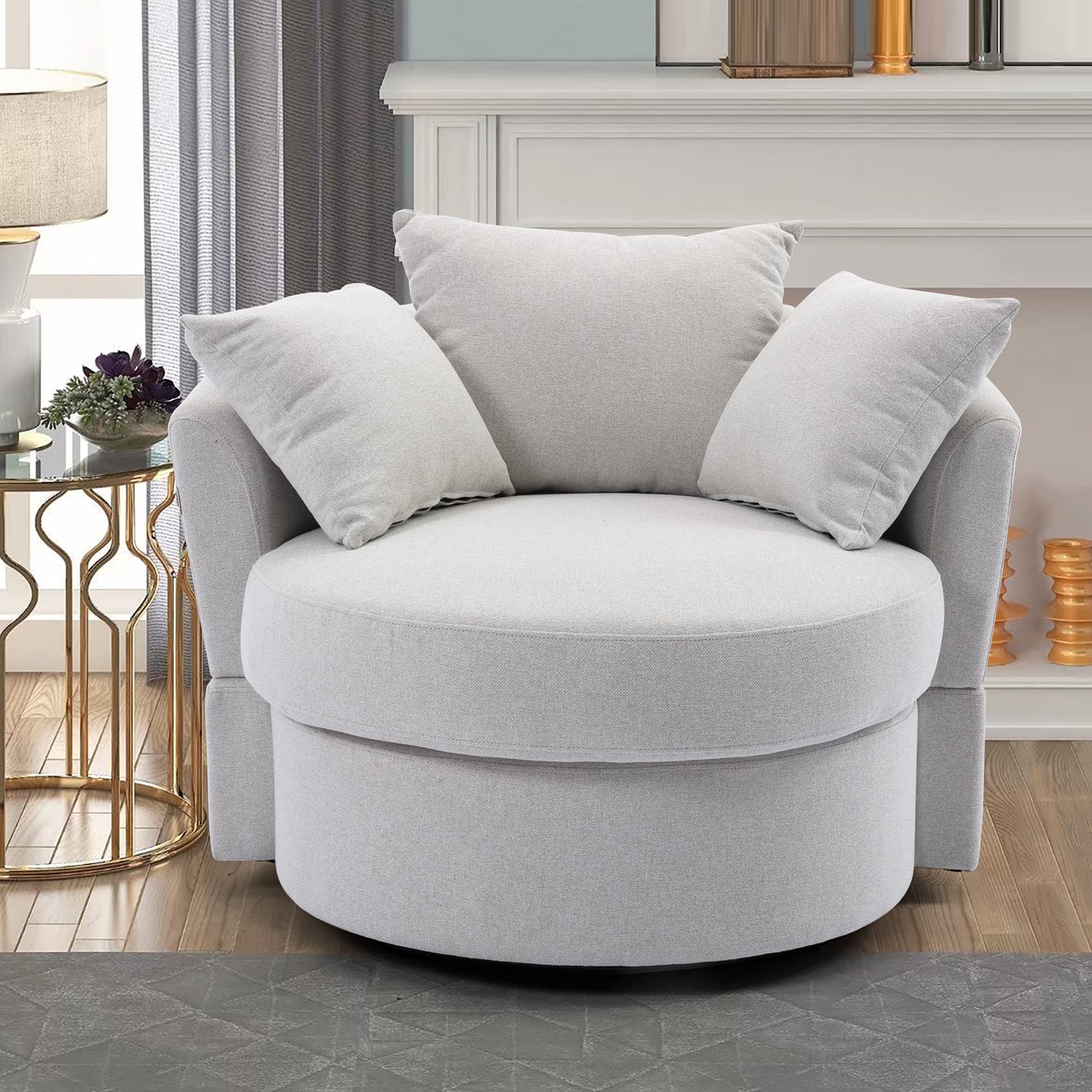 Buy Homtique Swivel Barrel Chair Modern Round Oversized Barrel Chairs