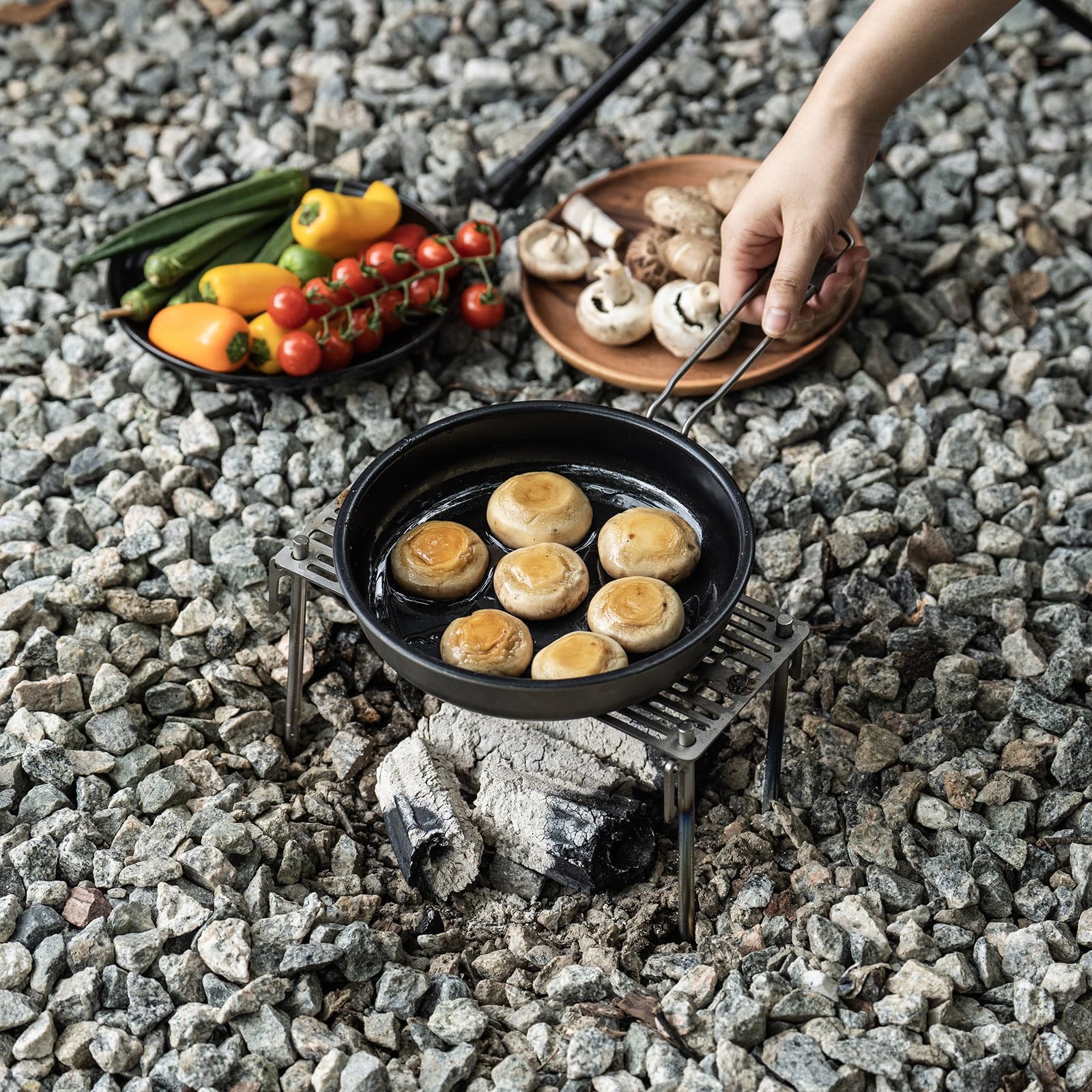 iBasingo Tytanowy ruszt do grillowania, ultralekki, akcesoria do grilla na kemping, wędrówki i wędrówki z plecakiem, grubość 2 mm, odporna na wysokie temperatury, płyta grillowa z punktami podparcia