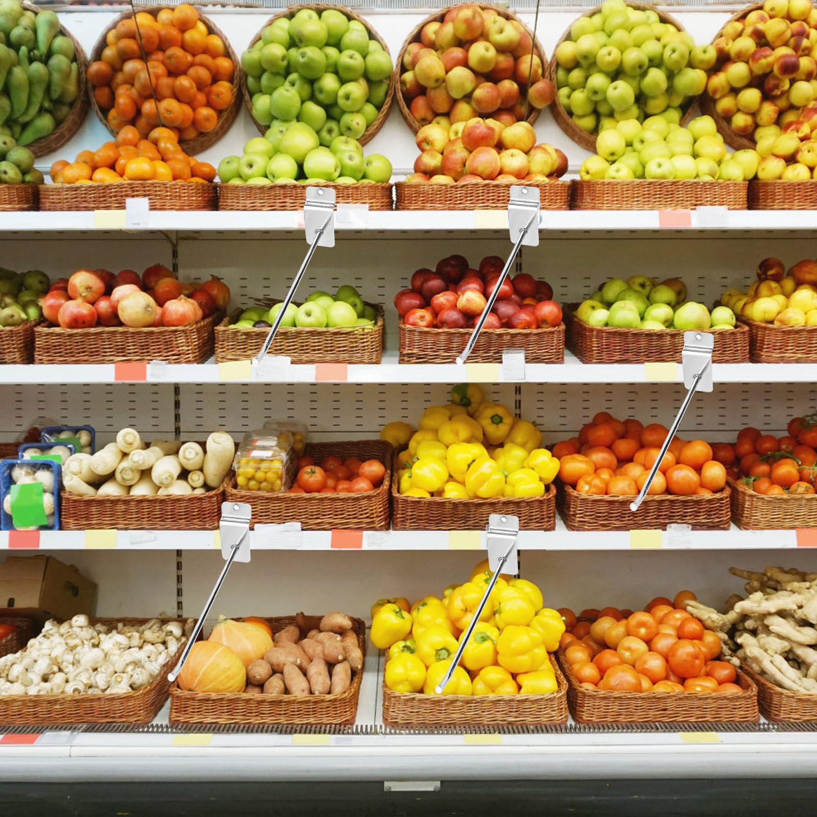 Gavigain 25pcs 6 Inch Slat Wall Panel Hook Chrome Finish Strong for Shop Shelf