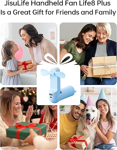 Miniatura 8 de JISULIFE Ventilador de mano con batería de 4500 mAh Powerbank, tiempo de ejecución máximo de 37 horas, ventilador personal plegable alimentado por