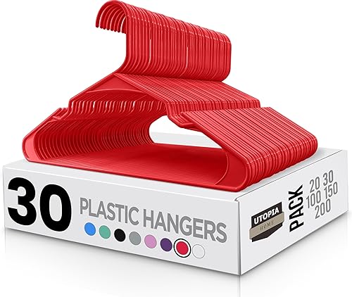 Vista 51 de Utopia Home - Perchas de plástico, paquete de 50 unidades, duraderas y fuertes, perfectas para ahorrar espacio, organizar armario con ranuras