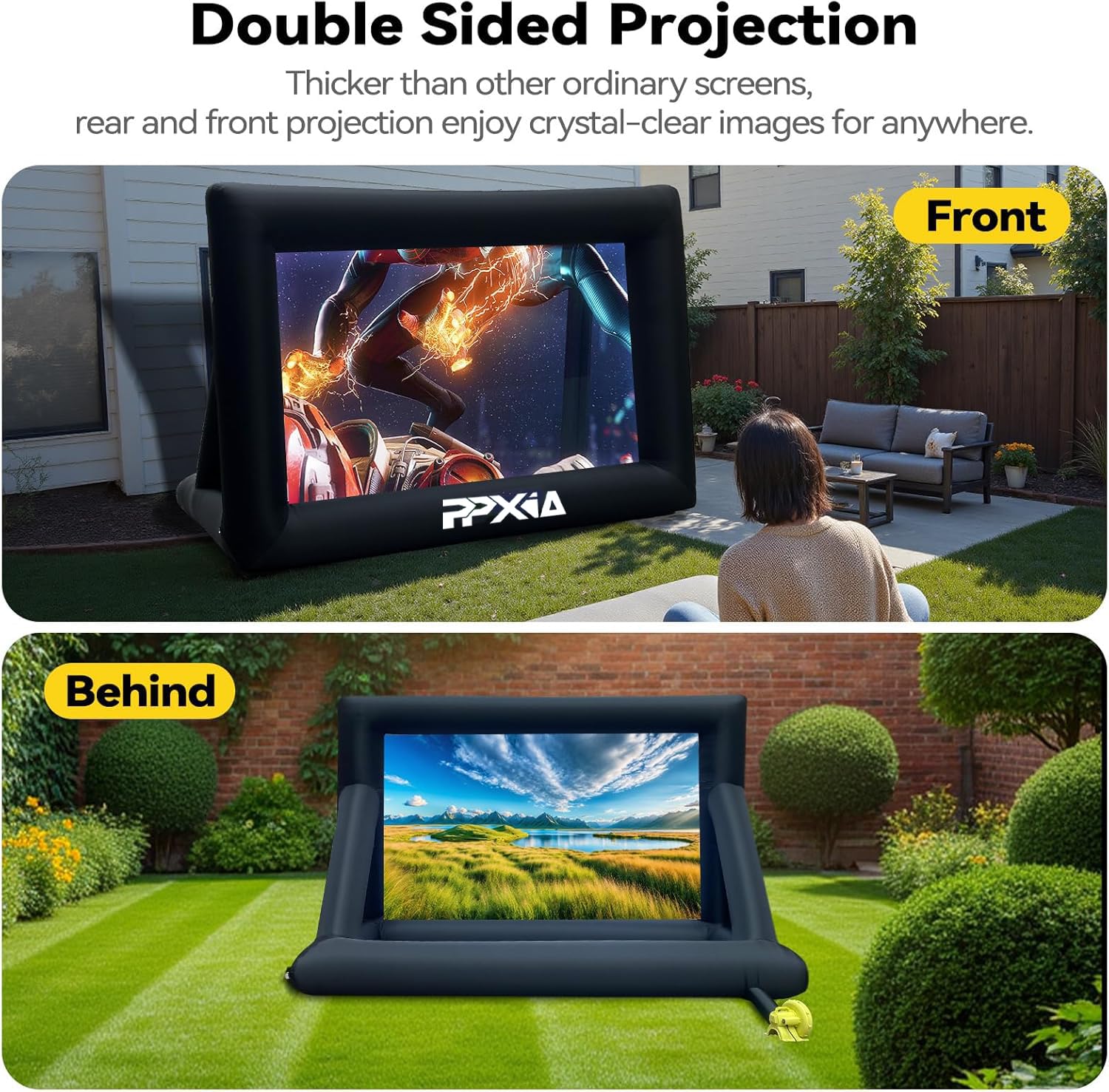 Proiettore gonfiabile 24FT tela proiezione frontale e retrospettiva, per interni ed esterni, schermo portatile Blow Up 16:9 per home theater
