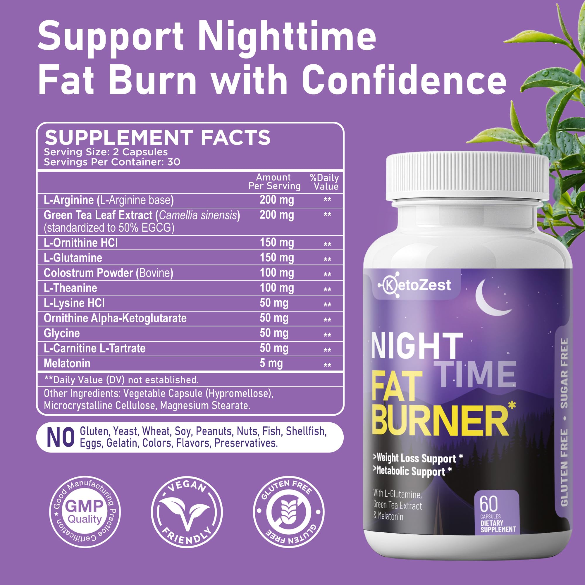 Nighttime Weight Loss Supplement, Fat Burner & Appetite Support — Amazon image 7