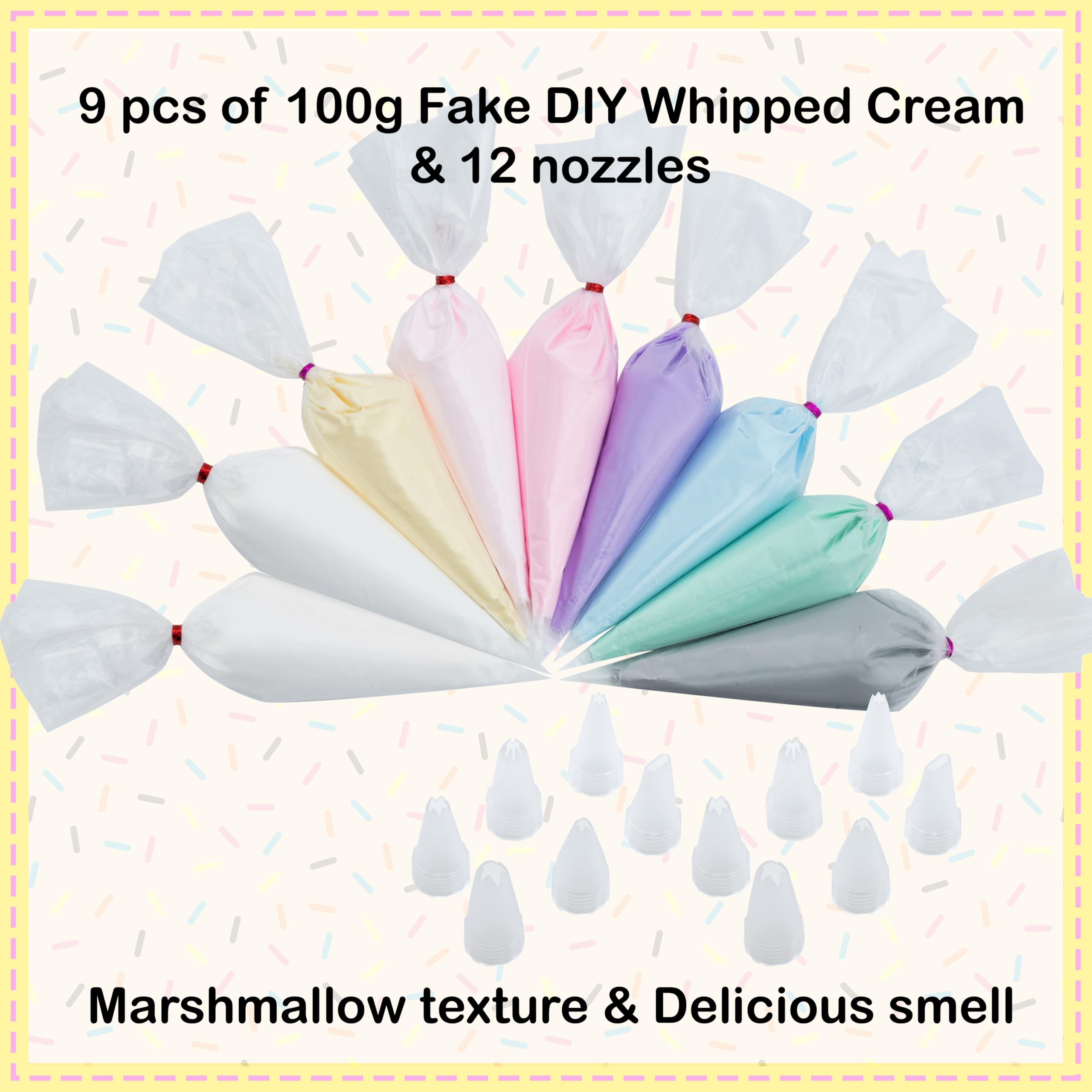 Amazon.com: Decoden Cream Large 9PCS Premium Texture Fake Whipped
