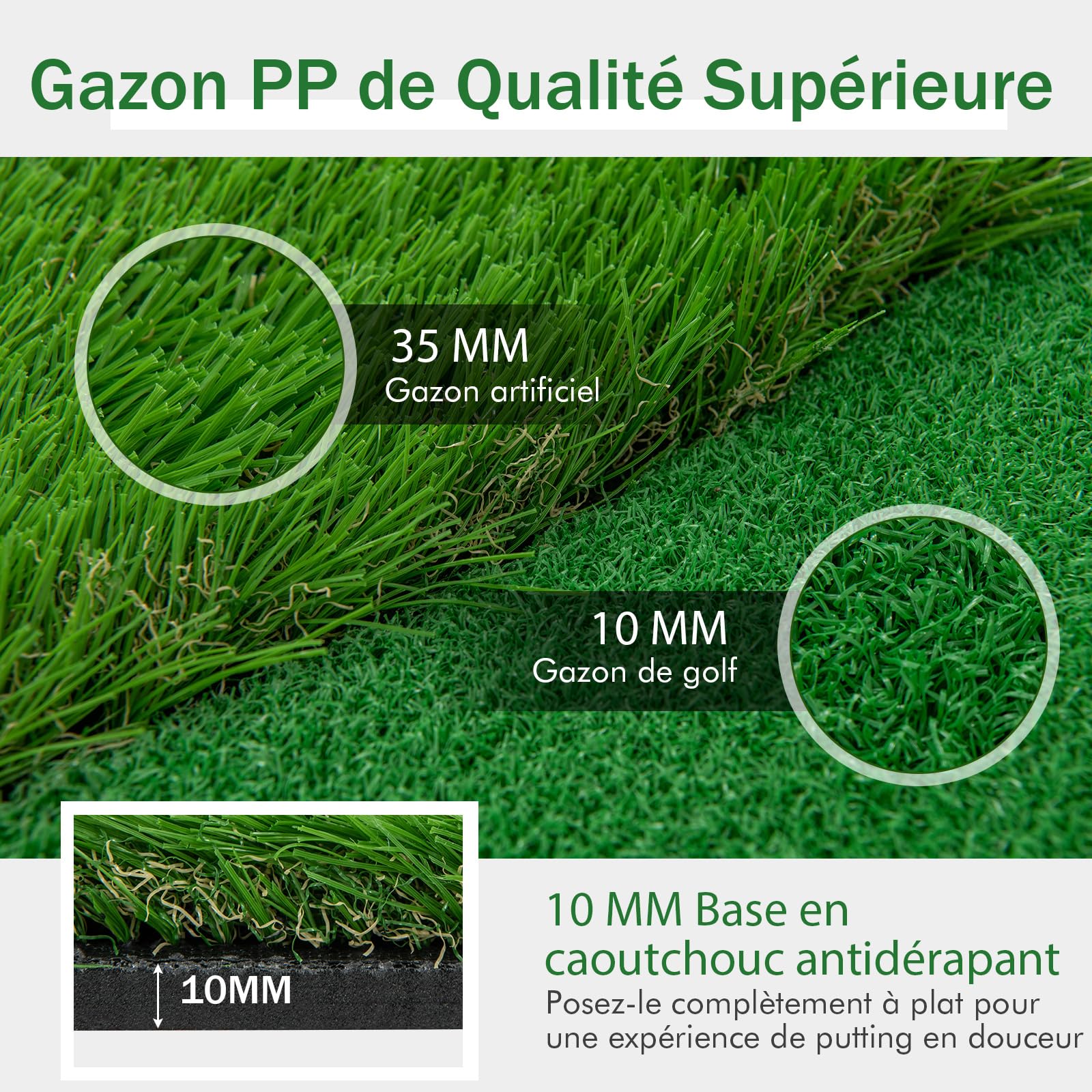 COSTWAY Tapis de Frappe de Golf 300 x 100 cm, Tapis d'Entraînement de Golf avec Pelouse Artificielle 3 Trous 3 Drapeaux Gobelets, Green de Putting de Golf pour Intérieur & Extérieur